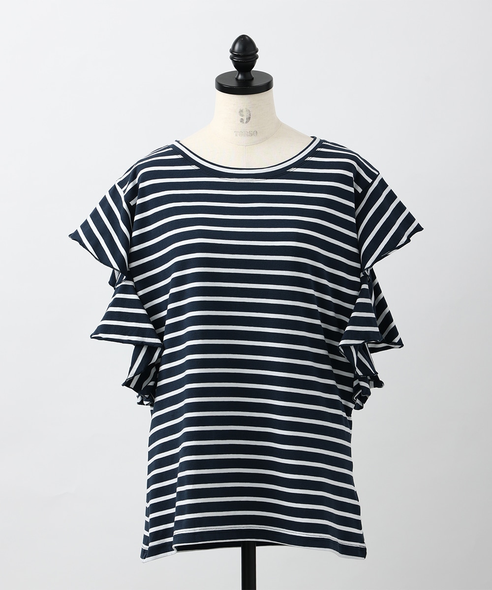 フリルスリーブボーダーTシャツ
