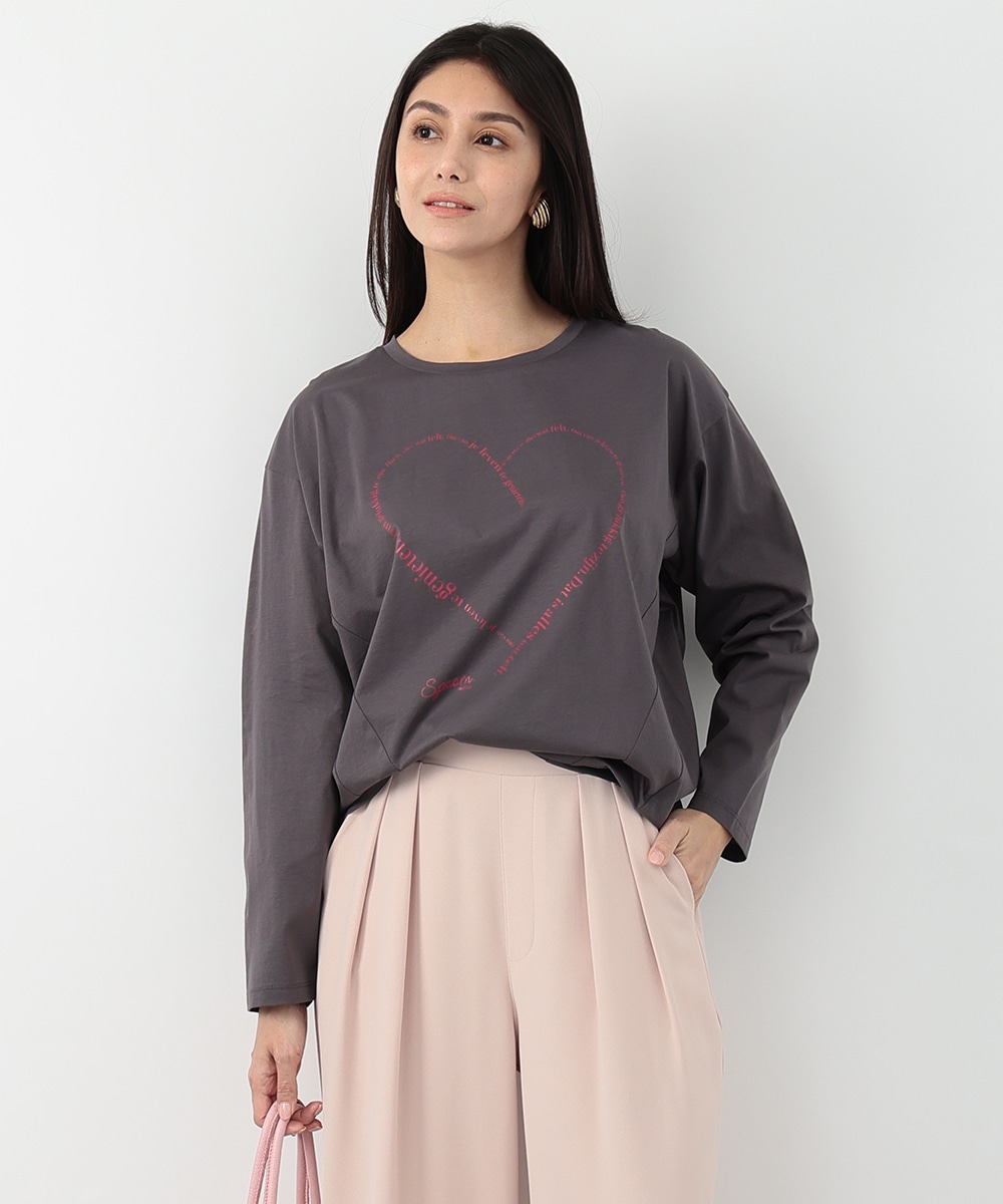 ハートプリントロングTシャツ