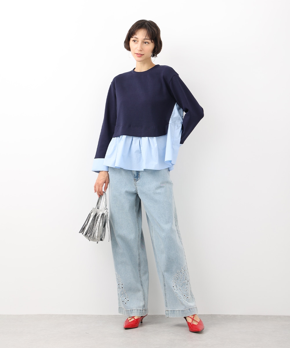シャツレイヤードトップス