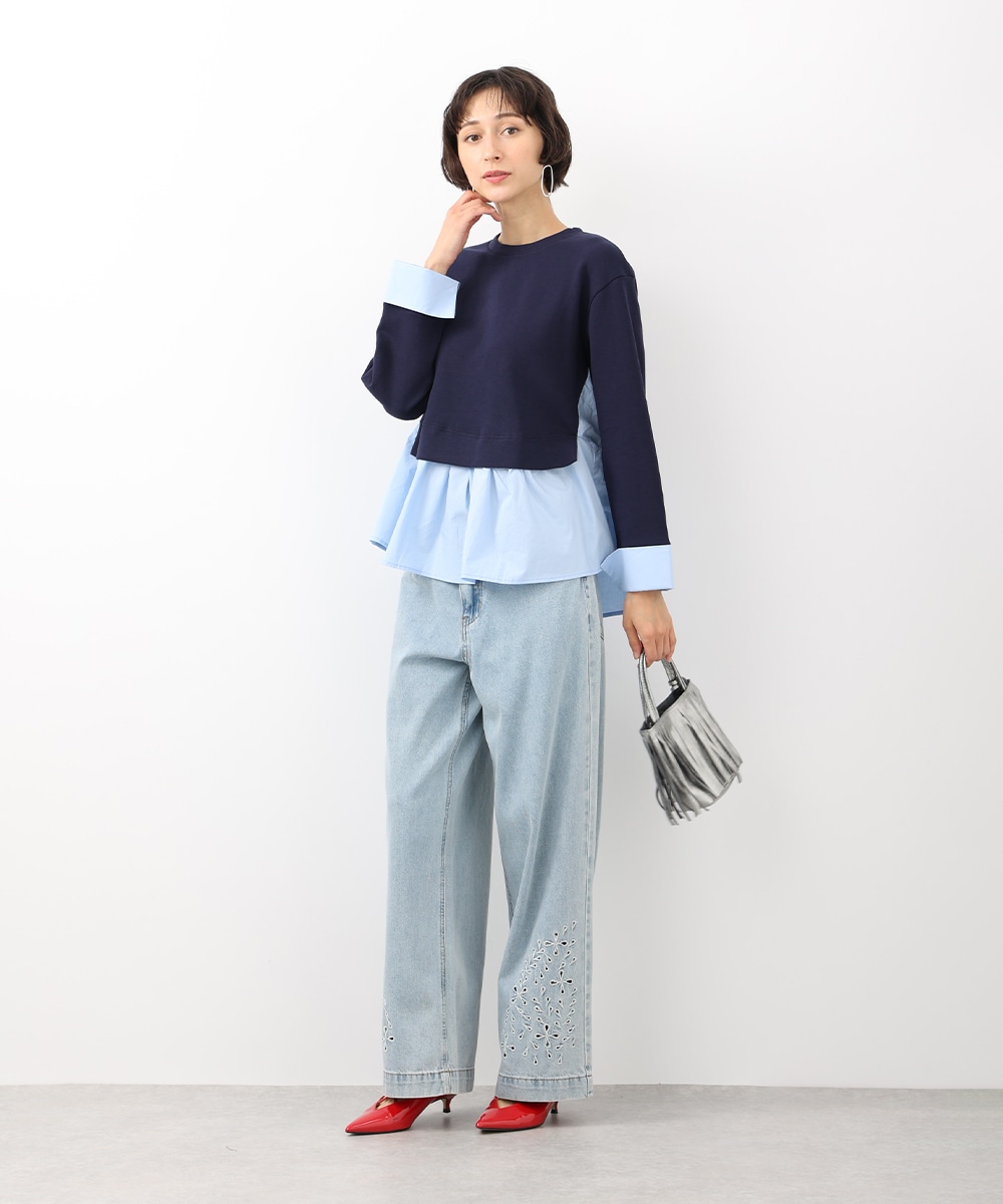 シャツレイヤードトップス