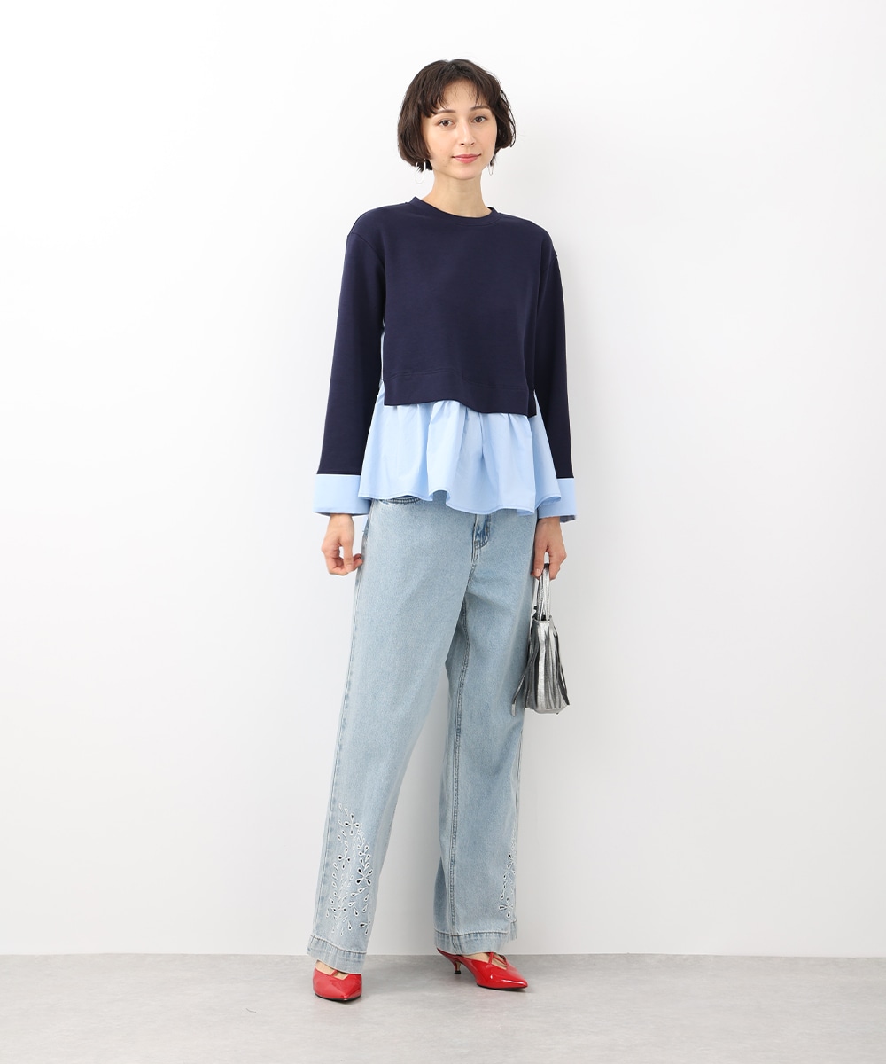 シャツレイヤードトップス