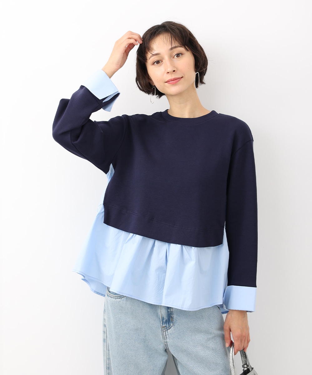 シャツレイヤードトップス