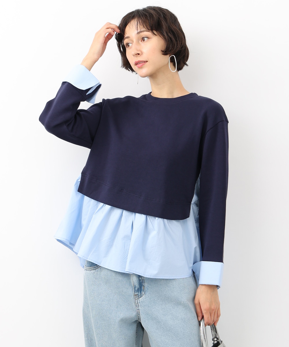 シャツレイヤードトップス