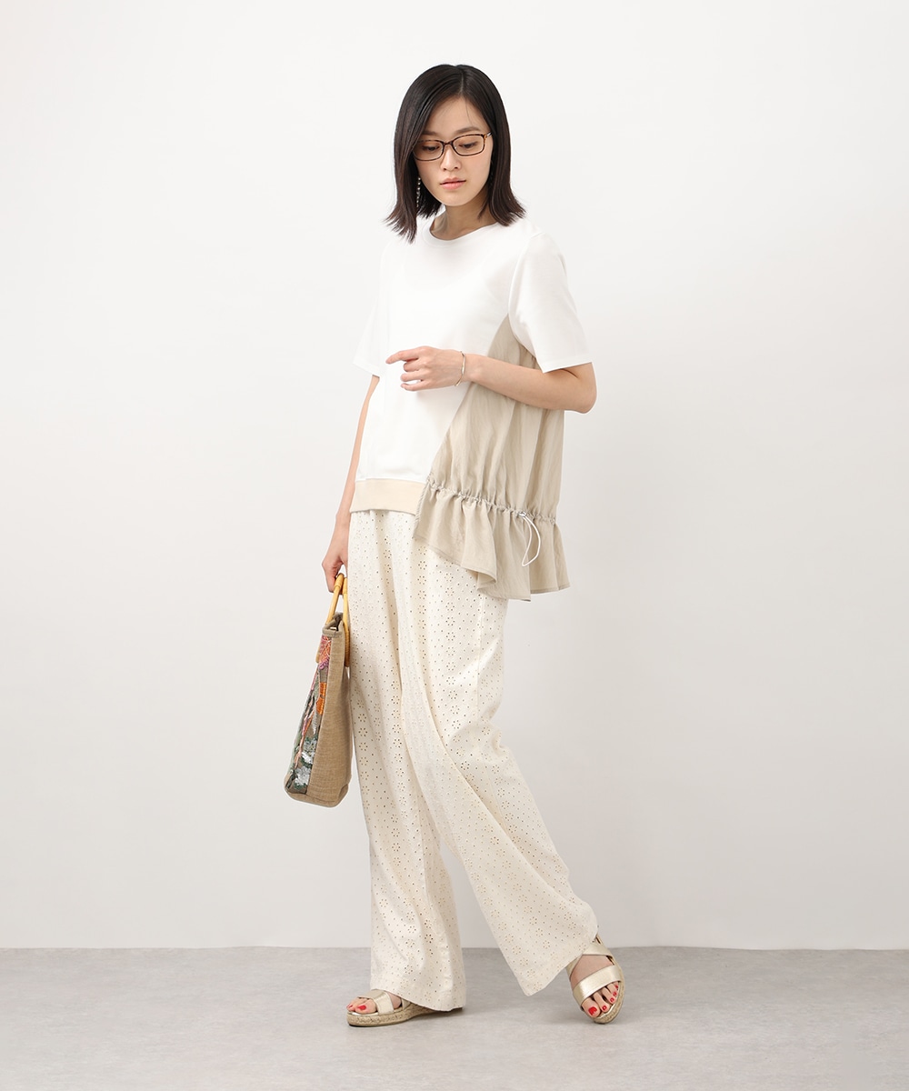 異素材切り替えアシンメトリープルオーバー