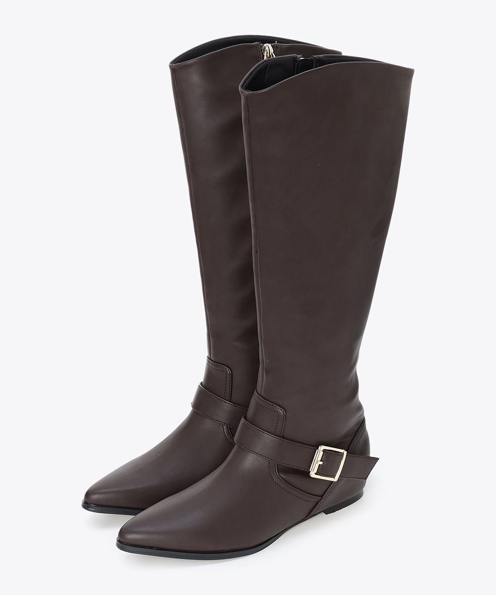 バックル付きロングブーツ