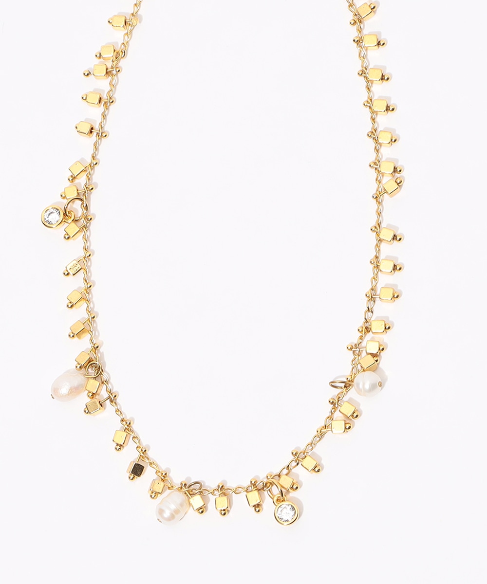 パール×ストーンネックレス