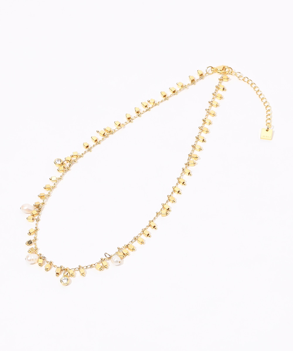 パール×ストーンネックレス