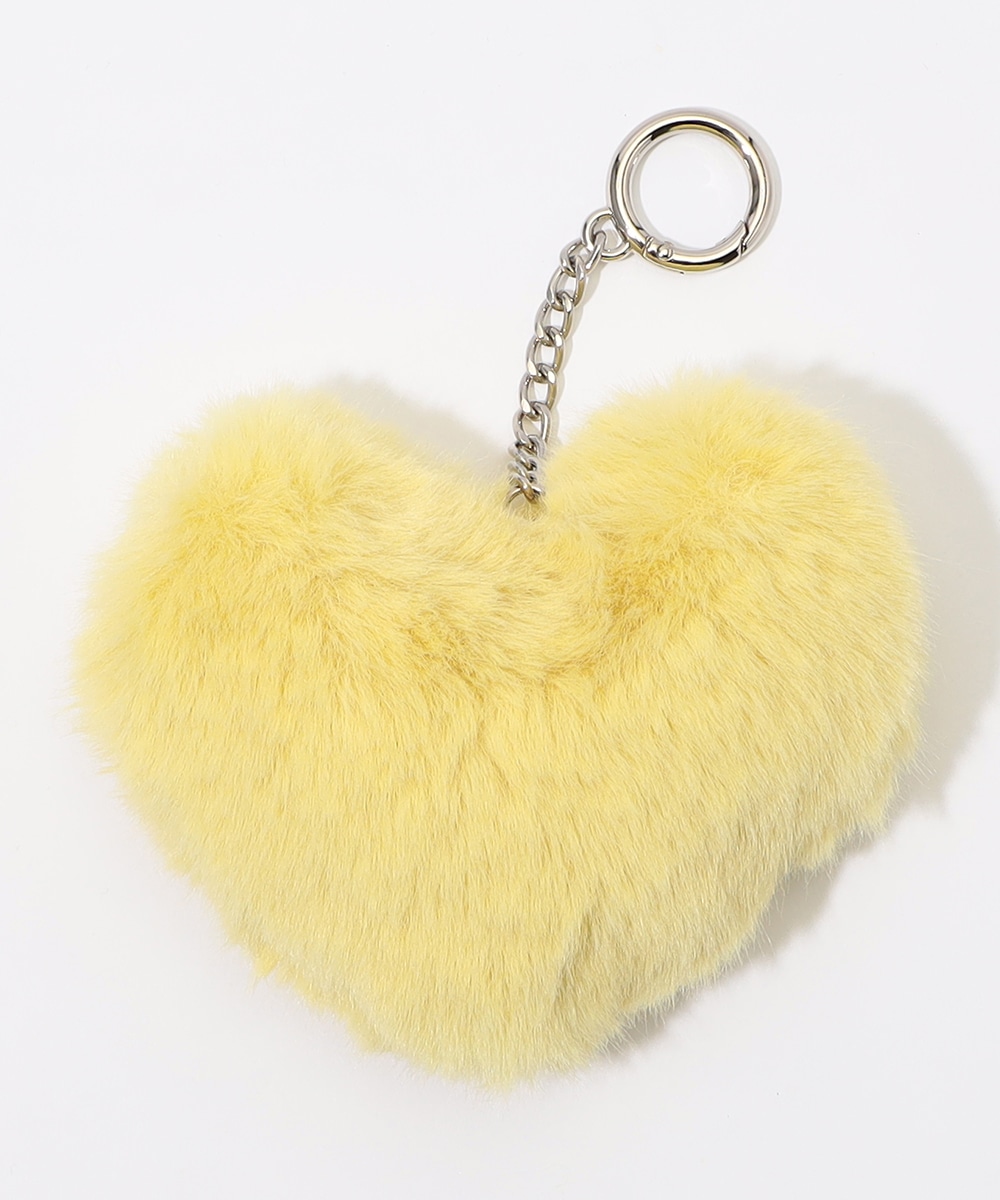 フェイクファーハートチャーム