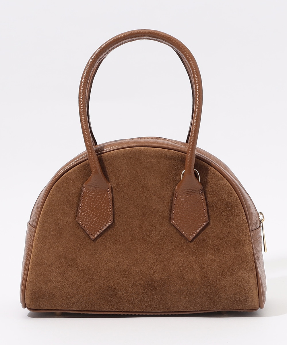 スウェード×レザーボストンバッグ