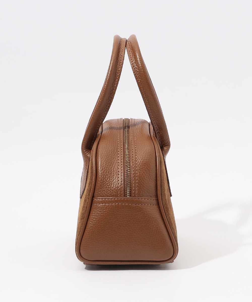 スウェード×レザーボストンバッグ