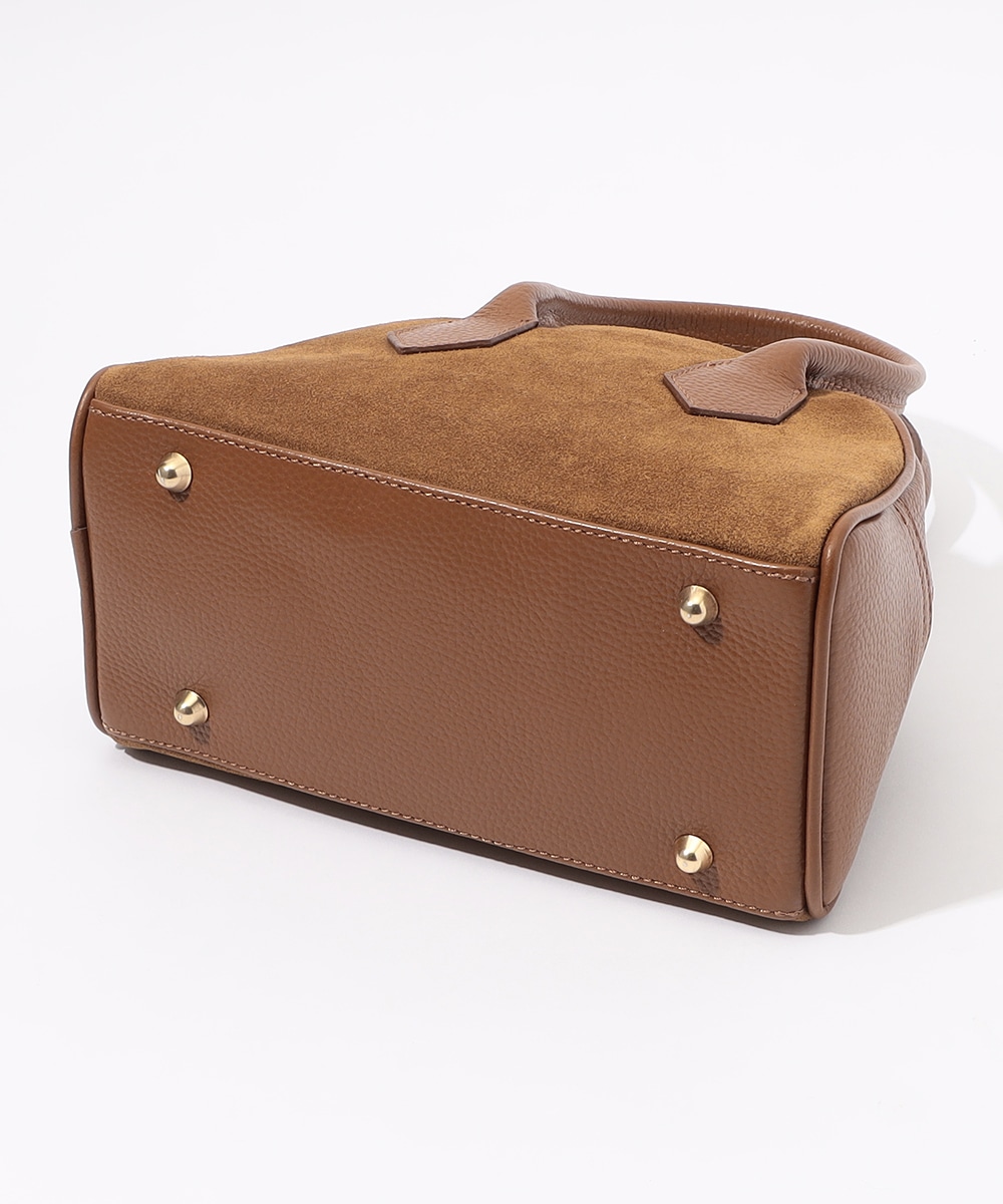 スウェード×レザーボストンバッグ