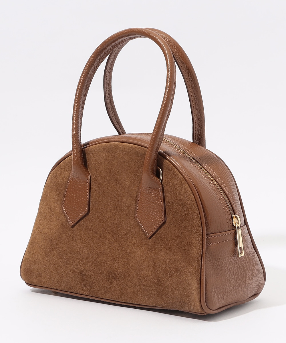 スウェード×レザーボストンバッグ