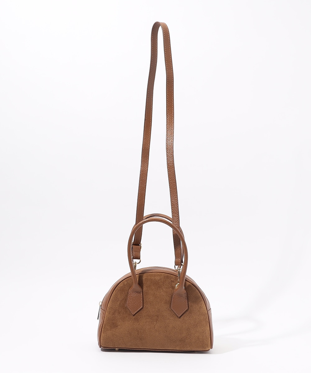 スウェード×レザーボストンバッグ