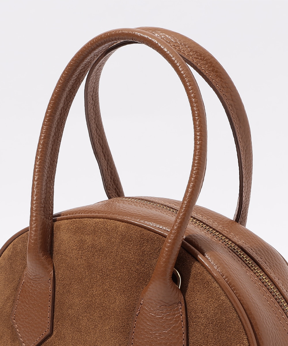 スウェード×レザーボストンバッグ