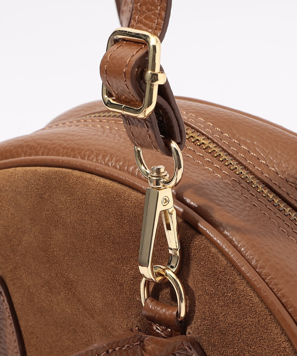 スウェード×レザーボストンバッグ