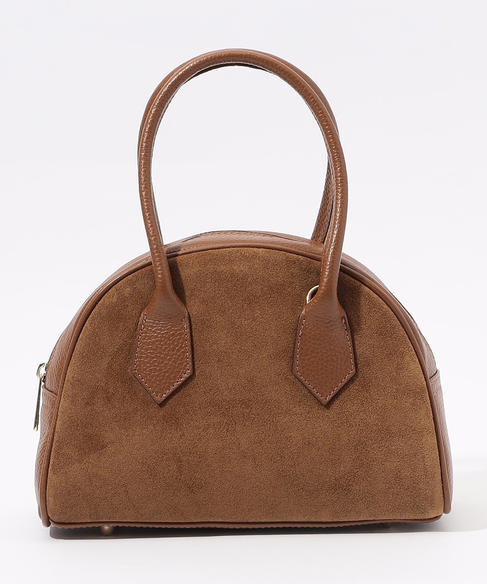 スウェード×レザーボストンバッグ