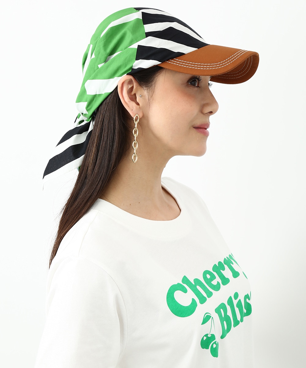 幾何学プリントスカーフキャップ