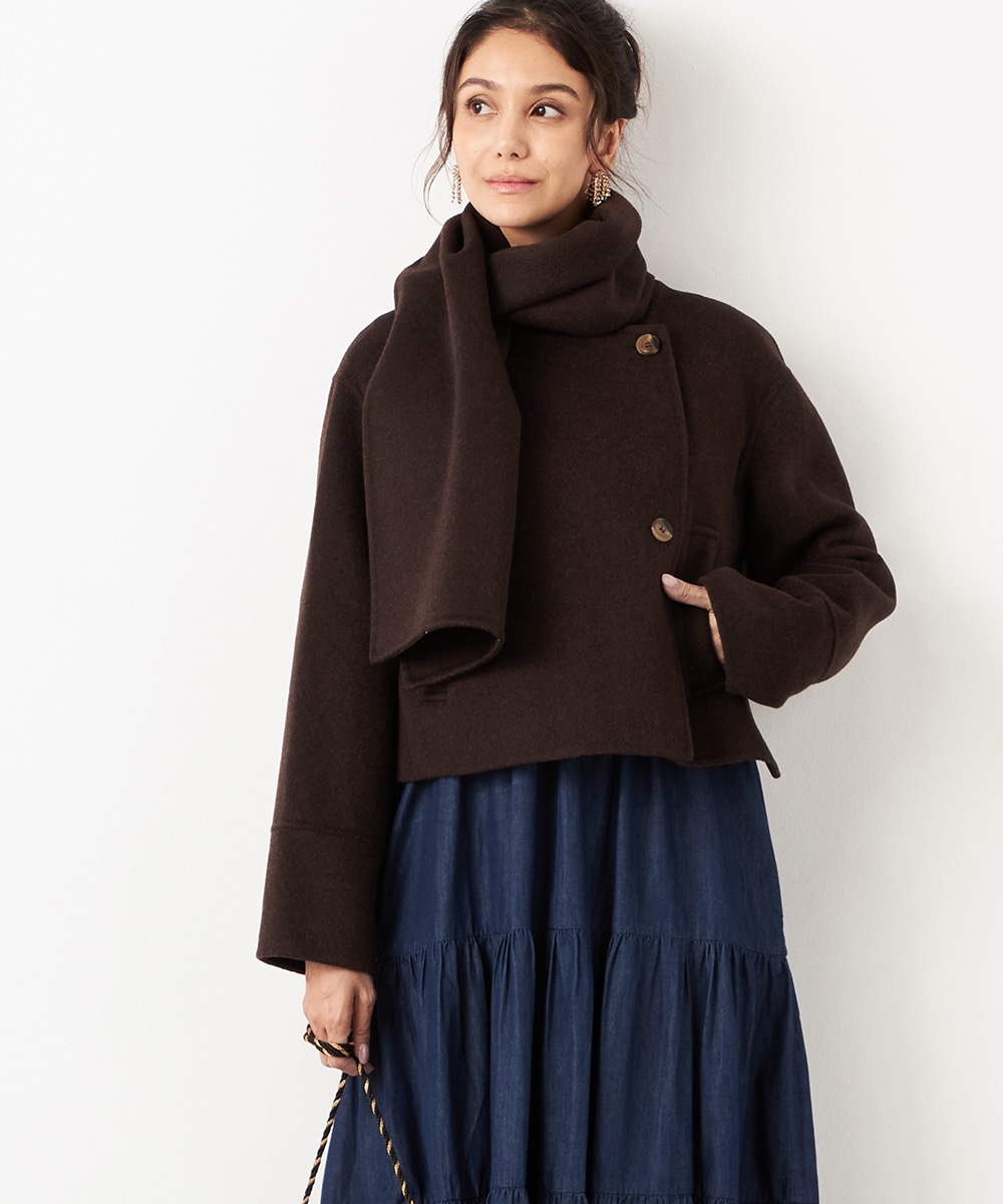  armoire capriceのストール付きショートコート