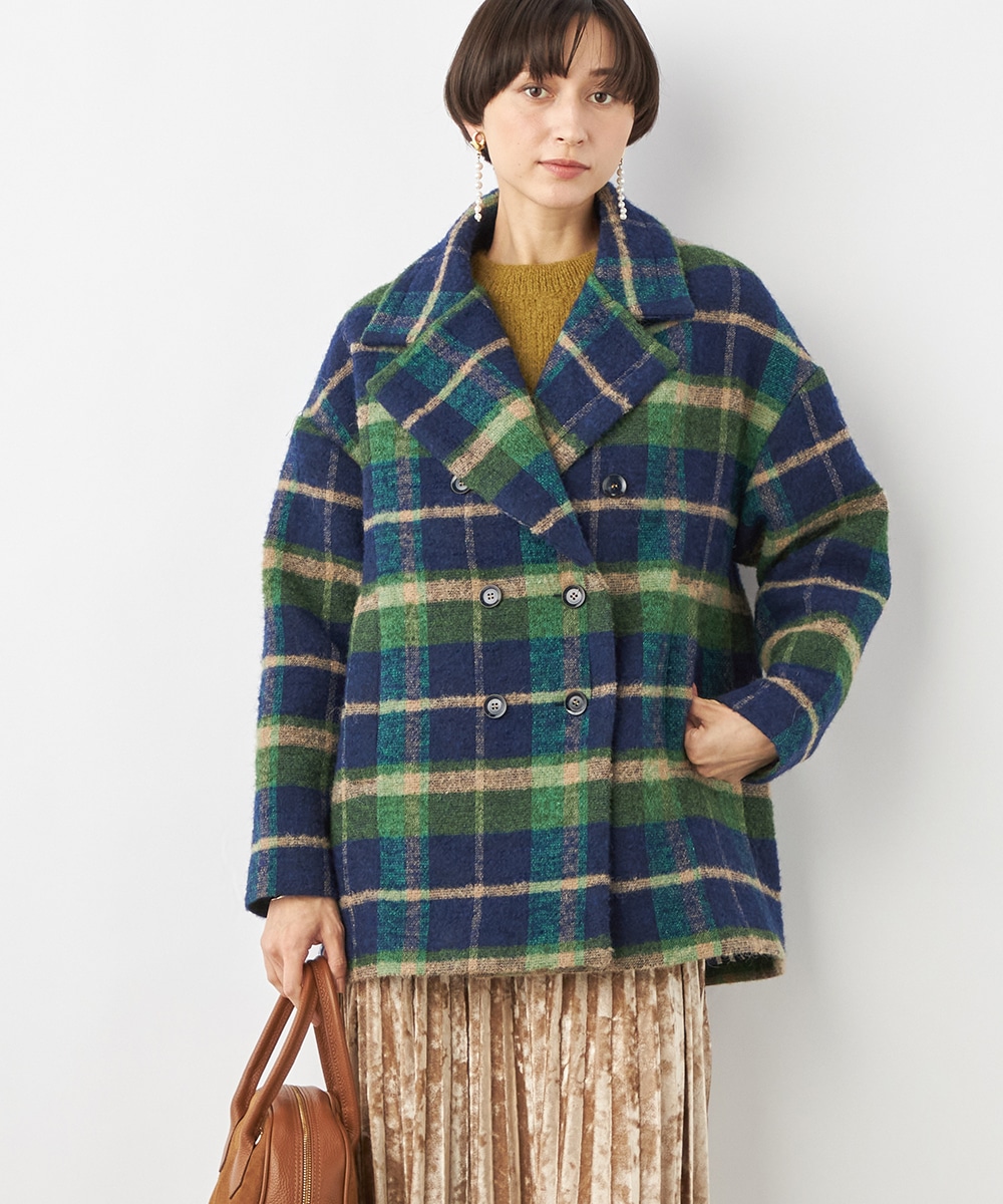 チェックハーフコート