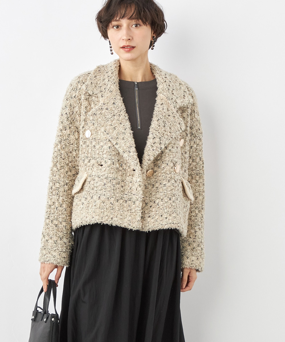  armoire capriceのツイードニットコート
