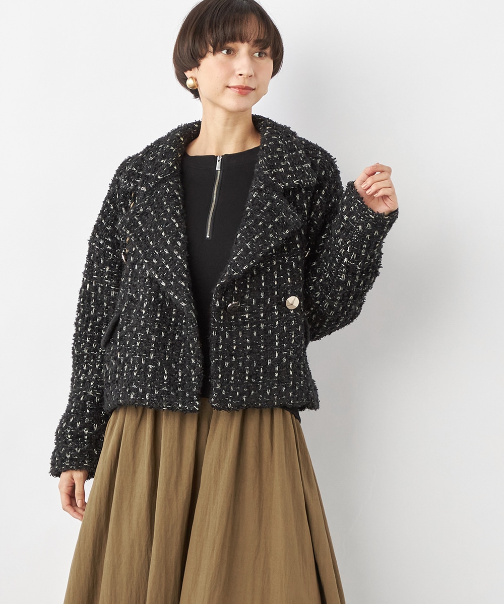  armoire capriceのツイードニットコート