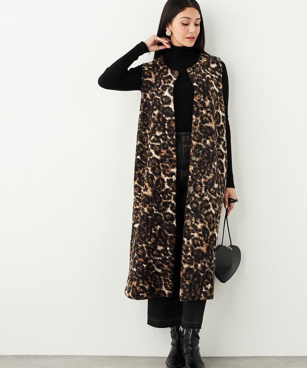 レオパードブークレーロングジレ